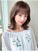 イメチェン美髪外ハネボブミディアムストレート寒色系カラー