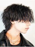 【メンズパーマ】波巻きパーマ×センターウルフ