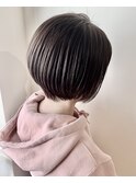 ナチュラルショート ミルクブラウン ダークパープル 縮毛矯正 15