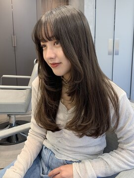 エル 北千住(elu) 韓国ロングレイヤー_カーキグレージュ