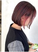 highlight×ピンクベージュ、立体ボブ【谷合