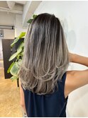 white silver balayage
