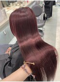 チェリーレッド×小顔レイヤー×韓国風巻き×髪質改善