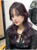 セミロング 顔周りカット ラベンダー ブリーチ 韓国 10代20代