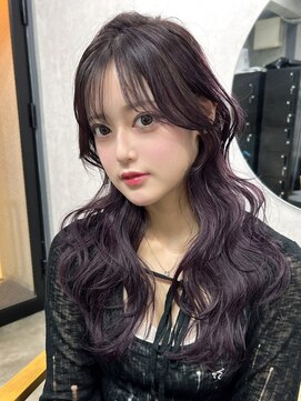 エイム(AiM) セミロング 顔周りカット ラベンダー ブリーチ 韓国 10代20代