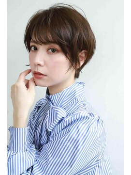 ムウ 難波(MOU) ボブクールショート前髪イメチェンピンクベージュ30代40代50代