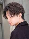 ツイストスパイラルパーマ波巻きパーマツーブロックメンズカット