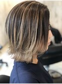 切りっぱなしボブ×バレイヤージュ