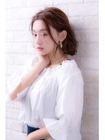 ヘアーアートシフォン 川口東口店(hair art chiffon)&nbsp;黒髪orことりベージュのウォーターフォールの毛先パーマボブ