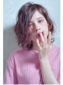 デザインカラー/シルキーベージュ/グレージュカラー/斜めバング