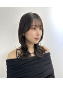 前髪あり韓国美髪エアリーロングピンクブラウン切りっぱなしボブ
