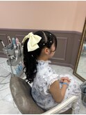編み込みポニーテール