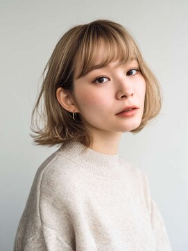 トクテ 高円寺(tokute) くびレイヤーエモージュ前髪モテベージュレイヤーミディ/高円寺