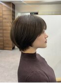 韓国風ミニボブタンバルモリ切りっぱなしボブ前髪あり小顔ボブ