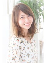 アドラーブル 松崎店(adorable) 【adorable】顔周りに抜け感プラスで小顔ウェービーミディ