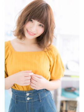 ミック ヘアアンドメイク アップ 駒込店(miq Hair&Make up) ふわミディ★オレンジブラウンラブカジュアル