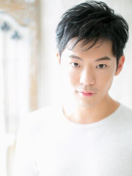 グルーミングサロン バーバー キャッスル 北浦和西口(Grooming salon Barber Castle) 黒髪くせ毛風ツーブロックセミウェット耳だしショートT北浦和