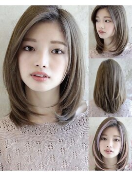 アフロート ルヴア(AFLOAT RUVUA) かきあげ前髪×レイヤーカット×ヌーディーベージュ/髪質改善