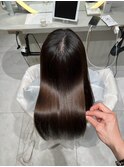 ★グレージュカラー斜めバングデザインカラーシルキー ベージュ