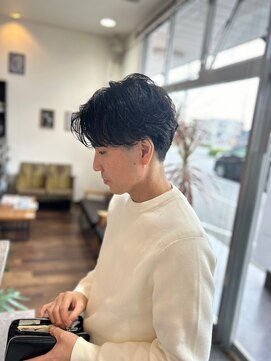 ヘアーワークス ボナ ウニクス店(HAIR WORKS bona) 毛流れセンターパート×ニュアンスパーマ/ダウンパーマ/メンズ