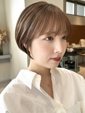 ノラ ギンザ(NORA GINZA) 丸みショートマッシュコンパクト黒髪ベージュショート前髪あり