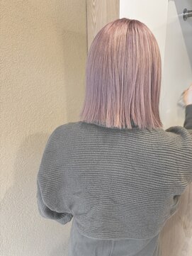 ランリ 名古屋名駅(ranri) ブリーチハイトーンカラー◎シアーピンク 切りっぱなしボブ