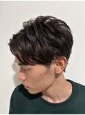 センターパートフェザーパーマツーブロックパーマ