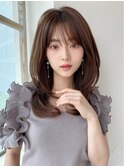 シャギーレイヤーロング韓国ワンホンヘアシースルーぱっつん前髪