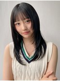 韓国ヘア レイヤーカット 小顔 ココアベージュ 黒髪"