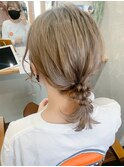 ミルクティーグレージュ×ヘアアレンジ/編みおろし 20代30代40代