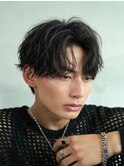 天神大名フェザーパーマシャドウパーマ緩めセンターパートウルフ