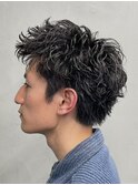 渋谷ルーズパーマメンズカットツイストパーマスパイキーショート