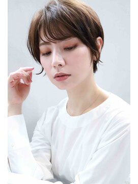 ムウ 難波(MOU) クールショートボブ前髪イメチェンピンクベージュ30代40代50代