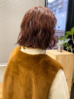テトヘアー(teto hair)&nbsp;ボブパーマ暖色系カラー暖色くるくるオレンジレッドコーラル