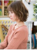★大人かわいいハイライトくせ毛風小顔ボブ20代30代40代★7