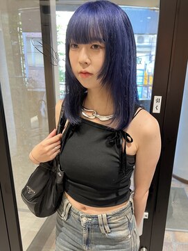 ラミエバイメルト 下北沢(lamie by melt) 顔まわりレイヤーネイビーブルーケアブリーチダブルカラー/村上