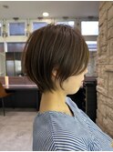 小顔カットショートボブ大人可愛いアッシュオリーブ20代30代40代