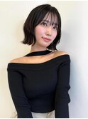 ブルーカラー_ワインレッド_お団子ヘア