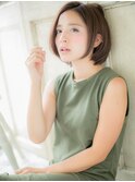 mod‘s天神/小顔矯正立体カット前下がりかきあげショートボブ