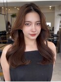 レイヤーロング/韓国レイヤー ショコラブラウンオリーブベージュ