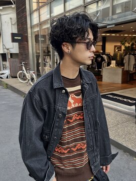 グリーンミドル(GREEN middle) メンズカット/メンズパーマ/メンズショートパーマ/アップバング