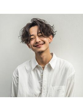 アンサ 長岡天神店(ANSA) 波巻きパーマ×センターパート