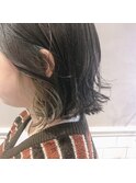 切りっぱなしボブ ポイントカラー グレージュ