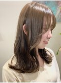 △大人可愛いミルクティーベージュ韓国風シースルーバング