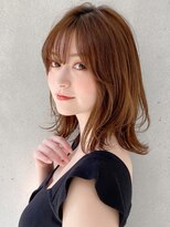 前髪 アンブレラカラー こなれミディ イメチェン ウェーブパーマ