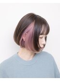 ショートボブ/インナーカラー/ピンク/切りっぱなし/豊橋/田原