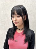 小顔に見せるヘア/ワンレン/ボブウルフ/ネビージュ/黒髪カタログ