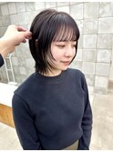 ボブ　ボブウルフ　フェイスレイヤー　くびれボブ　黒髪ボブ