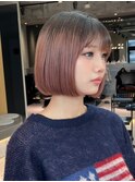 メルティカラーマロンベージュ似合わせカットボブ顔周りカット
