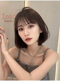 イメチェン外ハネボブ美髪ワイドバングミディアム縮毛矯正ボブ